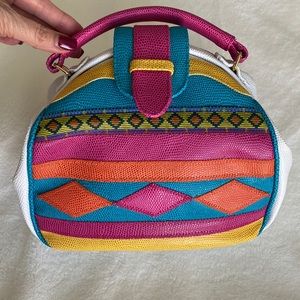 Summery pink and white Tandem Bags of California purse with crossbody strap